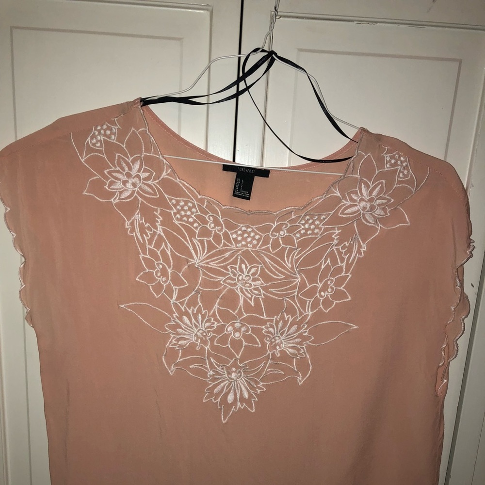 Embroidered Peach Forever 21 Blouse